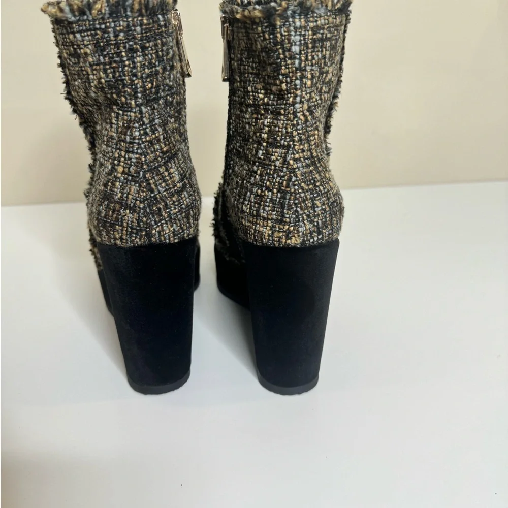 Castañer Quiaca Ankle Made in Spain Tweed suede Wedge Ankle Boots Platform Heel